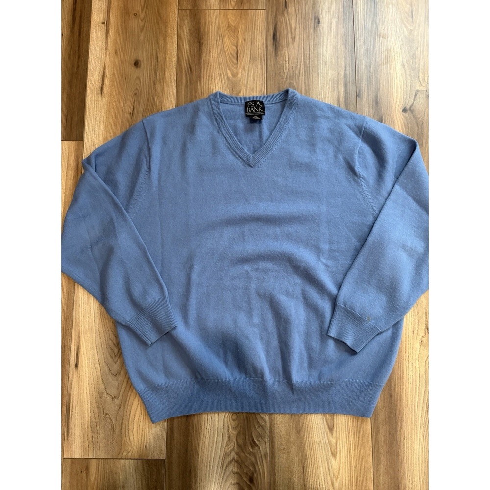 Jos‎ A Banks Wool Blend Sweater V-neck Men's XL Light Blue Executive Collection